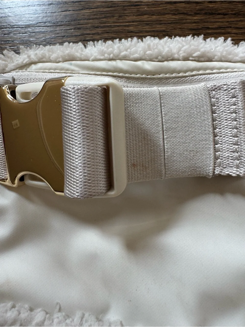 lululemon athletica Cream Sherpa Waist Pouch with Gold Accent